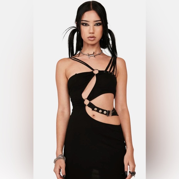 Darker Wavs Distortion Strappy Mini Dress - Picture 1 of 6